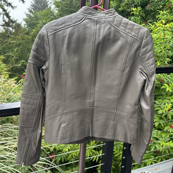 Banana Republic Lamb Leather Grey Moto Leather Jacket - Picture 15 of 15